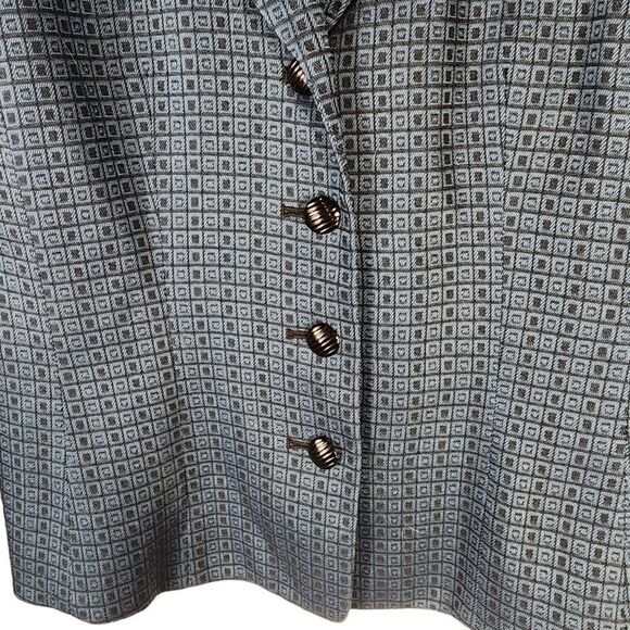 Tahari Arthur Levine Blue Chrcker Button Blazer Jacket - Picture 3 of 10